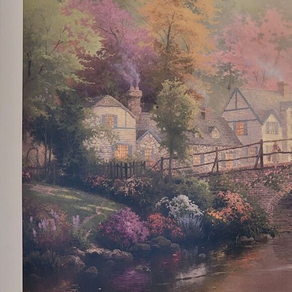 HOMETOWN BRIDGE, HOMETOWN MEMORIES V BY THOMAS KINKADE FRAMED AND SIGNED PRINT - Picture 4 of 11